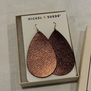 Nickel & Suede Cocoa Teardrops New in Box